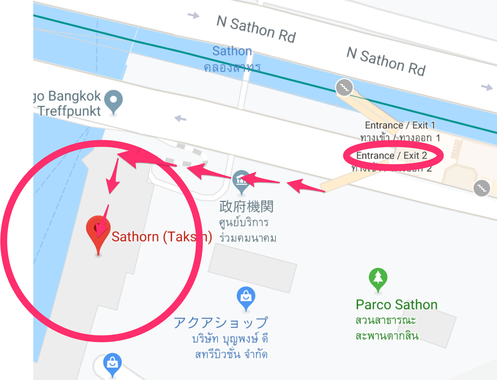 サパーンタクシン駅からサトーン船着場への行き方