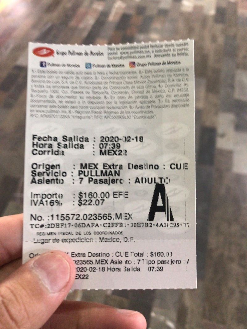 Pullman de Morelosのチケット