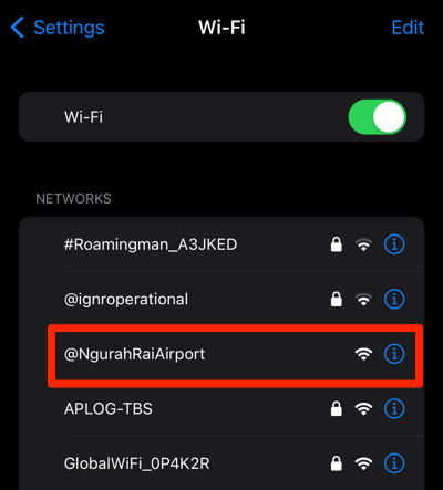 デンパサール国際空港Wifi