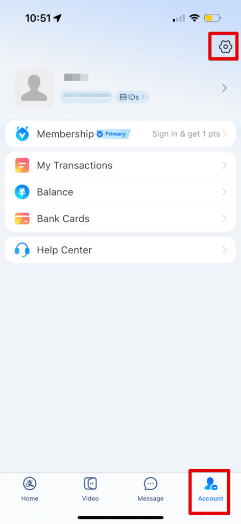 言語設定ーアカウント