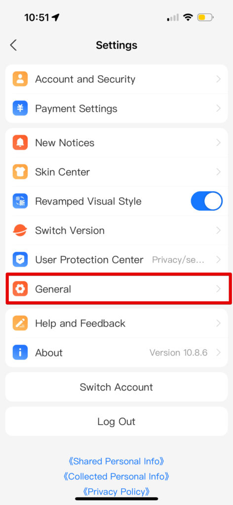 言語設定ー一般