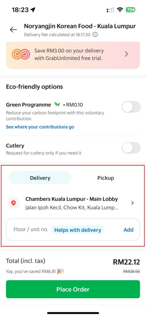 GrabFood注文