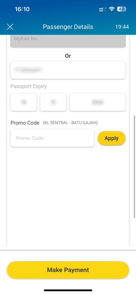 KTMB個人情報入力