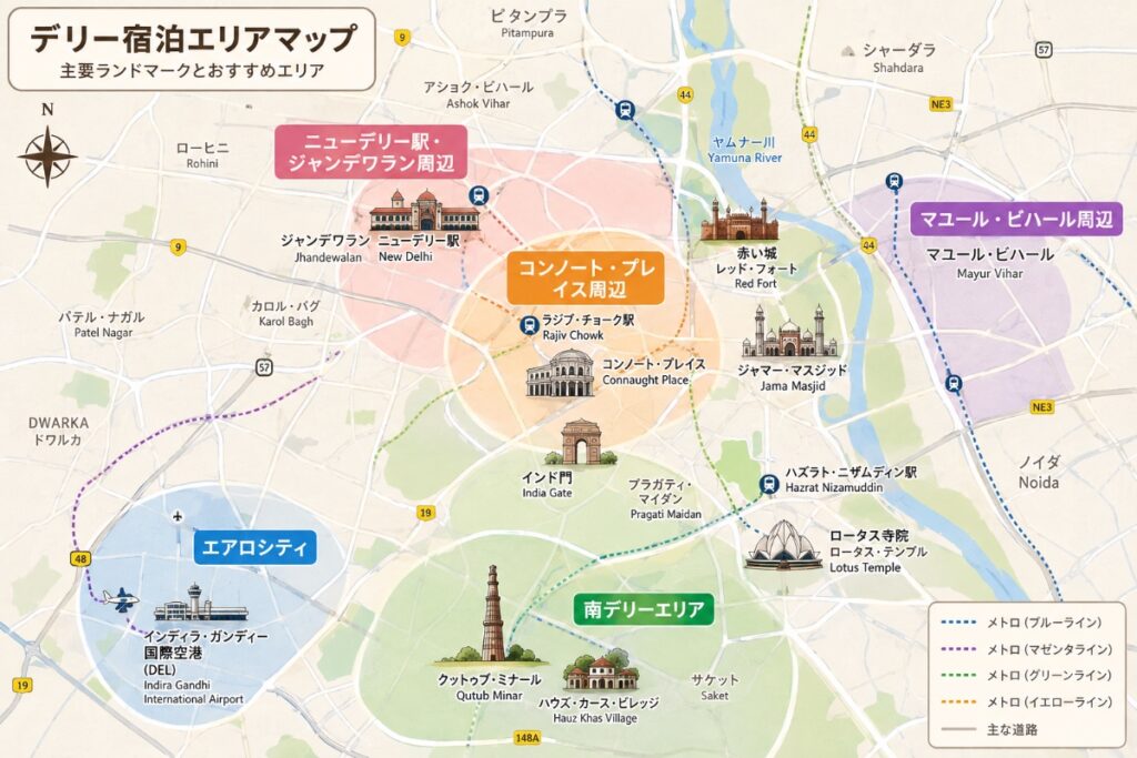 デリー宿泊エリアマップ